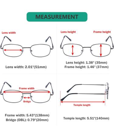 Eyekepper Metal Frame Reading Glasses - Spring Hinge 4 Pieces Gunmetal +1.25 - Stylish & Comfortable - Buy Online on GoSupps.com
