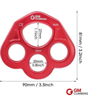 GM CLIMBING 35kN Rigging Plate Bear Paw Anchor Multipliers Rope Friendly Red (One Unit) - Buy Online on GoSupps.com