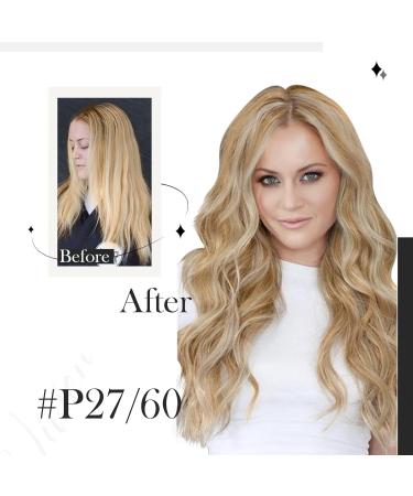 Vivien Clip-in Extensions | Real Remy Hair | Highlighted Ash Blonde #P27/60 | 10 Inch - 80g - 7 Pieces - Buy Online on GoSupps.com