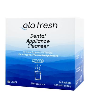 Ola Fresh Dental Appliance Cleaner - Retainer Cleaner  Denture Cleaner  and Dental Night Guard Cleaner for Professional Strength Concentrated Cleaning  Mint Flavor ( 6 Month Supply)