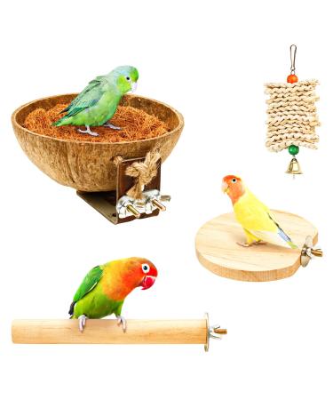 NC bird's nest set made of natural coconut great bird playground bird cage accessories bird toys including birds for birds bird seating board bird cotton tools for budgies nymph H01 - Buy Online on GoSupps.com