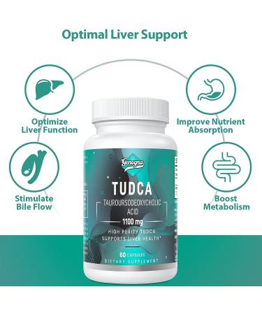 Genogna TUDCA 1100mg Liver Support Supplement - 60 Vegan Capsules - Non-GMO & Gluten-Free - Buy Online on GoSupps.com