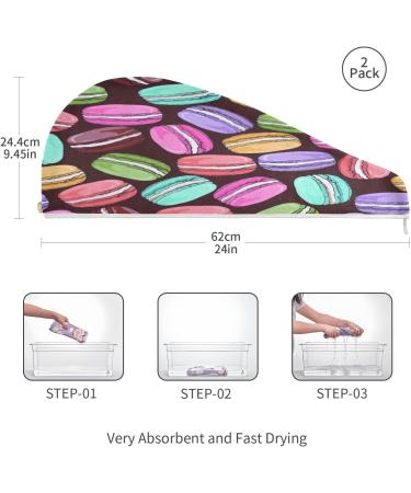 Macarons Parisien Dry Hair Cap - 2 Piece Quick Drying Towel Set with Button Headband | Super Absorbent & Comfortable - Buy Online on GoSupps.com