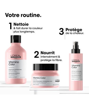 L'Or al Professionnel Vitamino Color Gift Set Color Fixing Routine Colored & Highlighted Hair Lacking Shine 10-In-1 Shampoo + Mask + Milk Trio Serie Expert Limited Edition - Buy Online on GoSupps.com