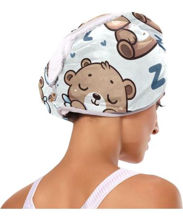 Sleeping Cute Happy Bear Hair Towel Set - Super Absorbent Quick Dry Hair Turbans for Women & Girls | 2 Pack - Buy Online on GoSupps.com