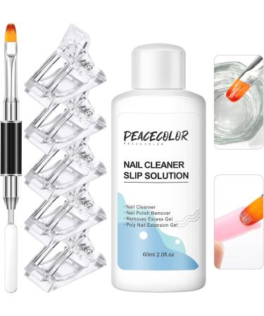PEACECOLOR 60ML Slip Solution Cleanser Plus with Transparent False Nail Fixed Clip Dual End Nail Brush Kit for Poly Nail Gel Builder Nail Gel Home DIY Nail Art Use color 197 - Buy Online on GoSupps.com