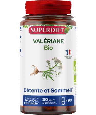 SUPERDIET - VALERIAN ORGANIC - Relaxation and Sleep - Phytotherapy - Made in France - 90 capsules