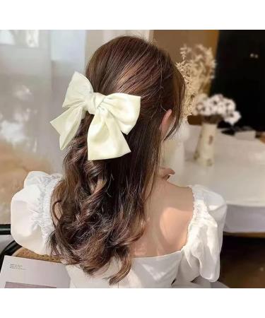 jklitio 4pc Oversized Bow Vintage Hair Clips with Spring Clips to Fix Hair Soft Satin Silk Ladies Hair Clips Ladies Hair Accessories for Christmas Everyday Party - Buy Online on GoSupps.com