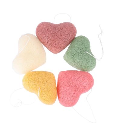 Exceart 5pcs face sponge face sponges heart face sponges sponge natural face cleaning & peeling beauty sponges for women