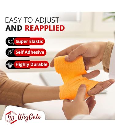 WizGate Vet Wrap 8Pcs Assorted 5cm x 4.5m Non-Woven Cohesive Bandages - Self-Adhesive, Breathable & Stretchable Rolls for Pets & Humans - Ideal for Sprains, Swelling & More - Buy Online on GoSupps.com