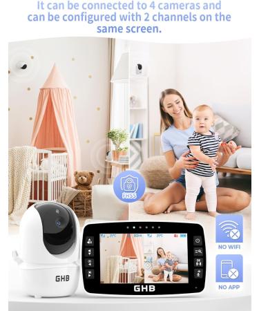 GHB Baby Monitor with Camera - 4.3 Inch LCD 720p Night Vision 350 Rotation Eco Mode - 2 Cameras for Enhanced Baby Monitoring - Buy Online on GoSupps.com