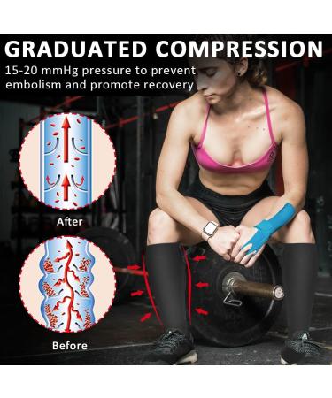 Ailaka Zipper Compression Socks 15-20mmHg Knee High Support for Men Women - Black (1 Pair) - Buy Online on GoSupps.com