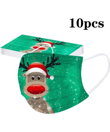 10PCS Christmas Face_Masks Disposable for Women - Christmas Face_Mask Disposable for Adult Breathable 3 Layer Protection Layer Christmas_Masks for Man with Nose Clip and Ear Loops - Buy Online on GoSupps.com