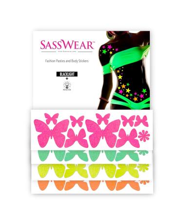 Sasswear Blacklight Body Stickers - Neon Butterfly Fashion Accessories for Raves Festivals & Glow Parties - 40 Pack - Buy Online on GoSupps.com