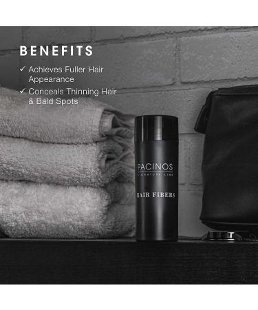 Pacinos Black Hair Fibers - Fuller Appearance & Concealed Thinning Hair, Bald Spots - Applicator Pump Nozzle Included - Buy Online on GoSupps.com