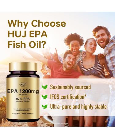 HUJ 97% EPA Omega-3 Fish Oil - 1200mg EPA Fish Oil Wild-Caught Sustainably Sourced - Suppprts Cardiovascular Health & Healthy Triglyceride lewels* - 60 Softgels - Buy Online on GoSupps.com