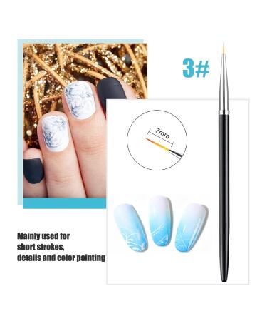 Sularpek 3PCS Nail Art Liner Brushes for UV Gel & Acrylic Painting - Short Strokes, Details & Blending - 7/9/11mm - Buy Online on GoSupps.com