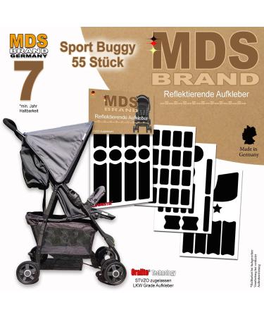 MDS Fire Reflective Stroller Safety Sticker for Hauck Buggy Sport | Truck Grade Reflectors for Enhanced Visibility in Dark & Bad Weather | Buy Now! - Buy Online on GoSupps.com