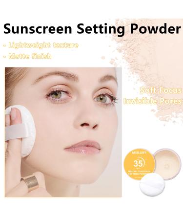 Buy Sunscreen Setting Powder SPF 35 | Mineral Brush Powder for Oil Control & Natural Matte Finish - #01 Translucent 1oz - Buy Online on GoSupps.com