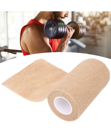 Self Adherent Bandage Wrap Brown Breathable Non Woven Flexible Cohesive Tape Athletic Elastic Stretch Bandage for Sports Non Woven Rolls for Sprains (10cm*4.5m)