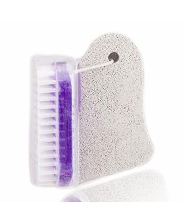 GOLDY Nail Brush and Pumice Stone Set for Dead Skin Removal 2 in 1 Scrubbing Foot File with Flexible Bristles Suitable for Feet Hands Nails Or Body (Pack of 1) Purple