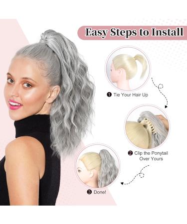 Brikabia Blonde Ponytail Extension - 40cm Curly Clip-In Hairpiece for Women Medium Brown Ash Blonde Long Corrugated Style - Buy Online on GoSupps.com