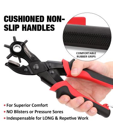 KingTool Leather Hole Punch Set  Super Heavy Duty Rotary Puncher  Multi Hole Sizes Maker Tool Red - Professional Leather Hole Punch Set - Buy Online on GoSupps.com