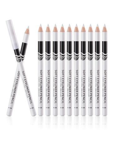 White Eyeliner Pencils Professional Use as Highlighter  Soft  Waterproof  Long-Lasting Eyeshadow  Eye Brightener  Beauty Makeup Tools (12pcs)