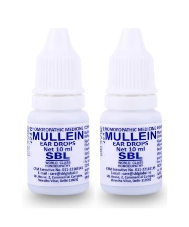 Mullein Ear Drops (2 x10ml) Ear Infections Earache by SBL | Effective Relief Ear Pain Swimmer's Ear Excessive and Hardened Ear Wax | Ear Wax Removal Solution