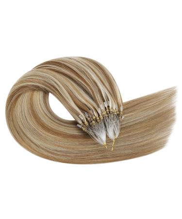 Ugeat Real Hair Microring Extensions 60cm - Blond & Golden Brown Highlights - 50g - #10/613 Micro Bonding Hair Extensions - Buy Online on GoSupps.com
