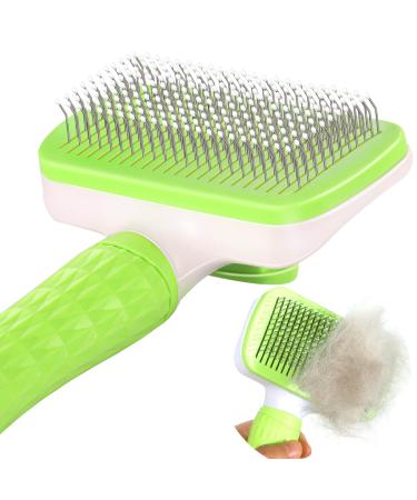 Garstor Dog Brush, Cat Brush, Dog Brush for Shedding, Cat Brushes for Indoor Cats, Self Cleaning Pet Brush for Grooming Long Short Haired Dog Cats, for Dog Cat Rabbit Remove Loose Fur and Undercoat green