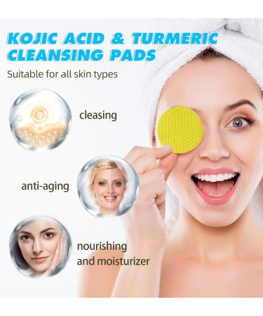 Turmeric Cleansing Pads with Kojic Acid - Exfoliating Cotton Pads for Balanced Skin Oil | 60 Count - Buy Online on GoSupps.com