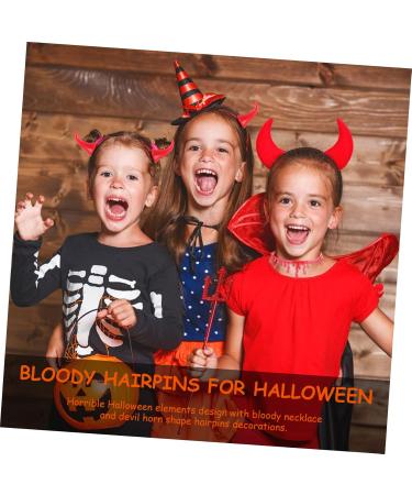 ABOOFAN 2 Sets Hairpin Blood Necklace Childrens Demon Costume Ox Horn Hair Clip Devil Horns Hair Clip Devil Costume Accessory Hair Clips Ornament Kits Halloween Hair Supplies Plastic - Buy Online on GoSupps.com