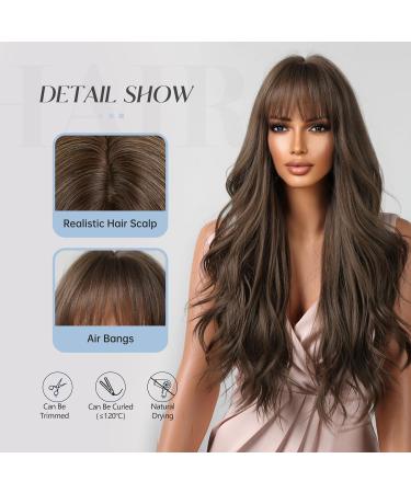 Long Chocolate Brown Wavy Wig for Women | Heat Resistant Synthetic Fluffy Hair - Buy Online on GoSupps.com