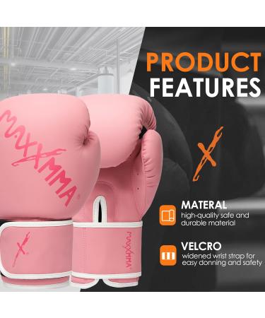 MAXXMMA Pro Style 10 oz Boxing Gloves for Men & Women - Pink Heavy Bag Training Muay Thai Sparring & Kickboxing - Buy Online on GoSupps.com