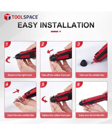 TOOLSPACE Cordless Engraving Pen Kit - USB Rechargeable Micro Electric Engraver for Metal, Glass, Jewelry - Mini DIY Tool for Detail Engraving - Buy Online on GoSupps.com