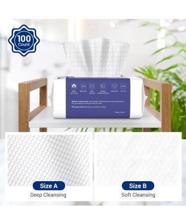 100-Count Biodegradable Face Clean Towels for Sensitive Skin - Lint-Free Disposable Facial Wash Cloths for Skincare & Makeup Removal - Buy Online on GoSupps.com