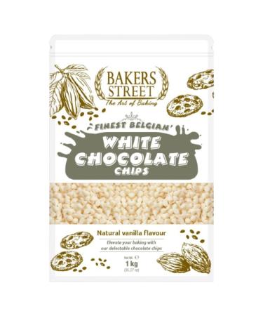 Finest Belgian White Chocolate Chips 1kg Bag