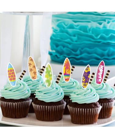 48pcs Surfboard Cupcake Toppers - Summer Hawaii Cupcake Toppers - Buy Online on GoSupps.com