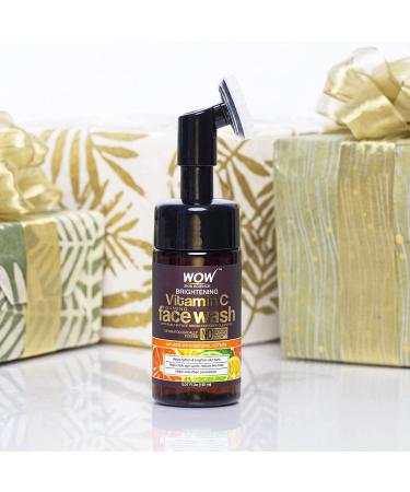 Wow Skin Science Vitamin C Face Wash with Brush - Foaming Cleanser for Acne & Exfoliation - 150ml - All Skin Types - Buy Online on GoSupps.com