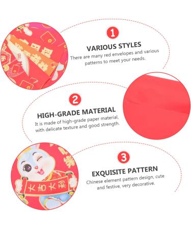 ABOOFAN 270 Pcs Zodiac Rabbit Envelope Chinese Red Envelopes Ceremony Red Packet Chinese New Year Red Envelopes Chinese Style Red Envelope New Year Hong Bao Bunny Purse Paper Money Festive Assorted Colorx5pcs 11.5x8cmx5pcs - Buy Online on GoSupps.com