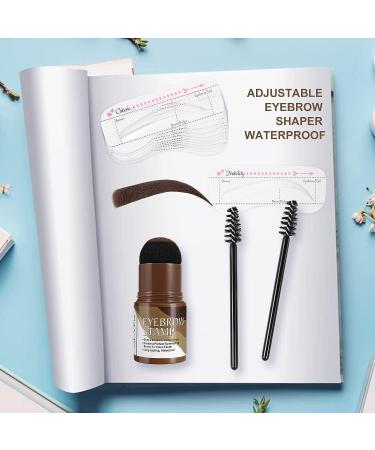 Long-Lasting Waterproof Eyebrow Stamp Stencil Kit - 10 Reusable Shapes (Dark Brown) - Buy Online on GoSupps.com