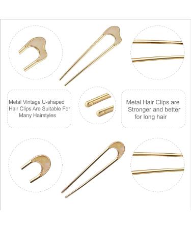 French Hair Pin U Shaped Metal (Pack of 4) - Ideal for Thick Hair - Elegant Hair Fork for Buns - Women's Hairstyle Accessories - Buy Online on GoSupps.com