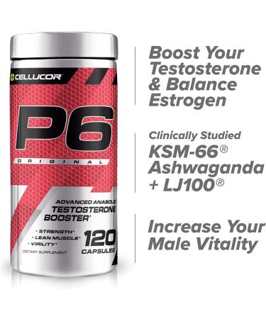 Cellucor P6 Original Testosterone Booster for Men  Build Advanced Anabolic Strength & Lean Muscle  Boost Energy Performance  Increase Virility Support  120 Capsules Testosterone Advanced Support 120 Count (Pack of 1) - Buy Online on GoSupps.com