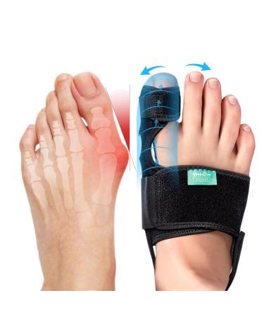 Welnove Bunion Corrector Women & Men Big Toe: 1 Pair Bunion Splint Brace - Adjustable Bunion Correction with Soft Gel - Bunion Pads for Pain Relief - Toe Straightener with Non-slip Strap Black