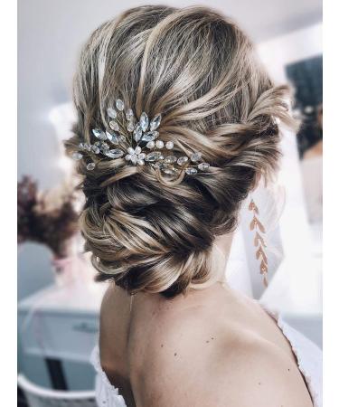 Unicra Rhinestone Bridal Hair Pins - Gold Wedding Hair Accessories for Women - Buy Online on GoSupps.com