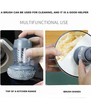 Shakven Soap Dispensing Palm Brush | Push Dispensing Dish Scrub Brush - Multifunctional Ergonomic Steel Scrubber Kitchen Cleaning Brush or Dishes Pot Pan Kitchen - Buy Online on GoSupps.com