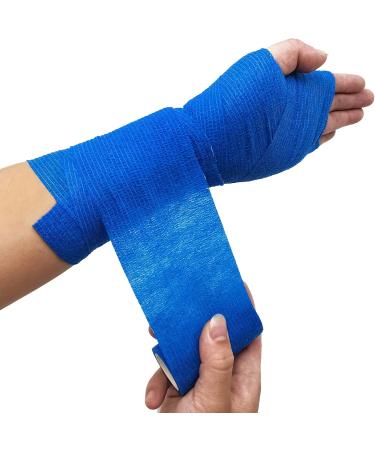 12 Rolls Self-Adhering Elastic Bandages - Sport Cohesive Fixing for Finger Wrist Ankle - 5cm x 4.5m Blue - Buy Online on GoSupps.com