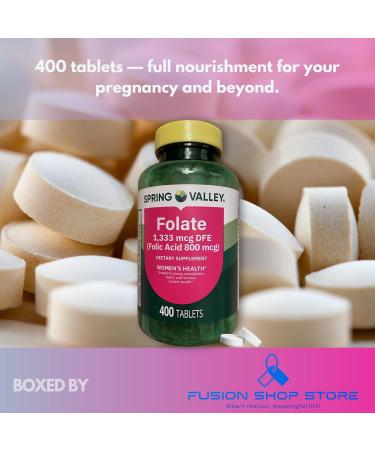 Prenatal Vitamins- Folate Acid Methyl 1 333 mcg Prenatal 400 Tablets (Pack of 1) Boxed by Fusion Shop Store - Buy Online on GoSupps.com