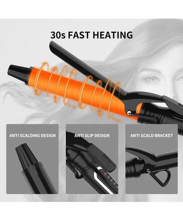 MCH Ceramic Curling Iron - 7-Inch Barrel Adjustable Temp LED Display Dual Voltage - Professional 1 Inch Curling Wand for Long Hair Heats Up to 450 F - Buy Online on GoSupps.com